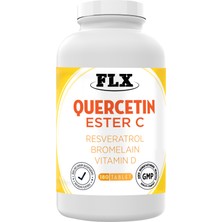 FLX Quercetin Complex Kuersetin Ester C Vitamin D Aserola Rutin Resveratrol Magnezyum Bromelain 180 Tablet