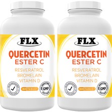 Flx Quercetin Complex Kuarcetin Ester C Bromelain Vitamin D Rutin Resveratrol Magnezyum Aserola 180 Tablet X 2 Kutu