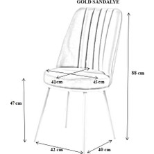 Gold Sandalye Nubuk Kumaş Metal Beyaz Ayaklı