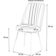 Gold Sandalye Nubuk Kumaş Metal Beyaz Ayaklı