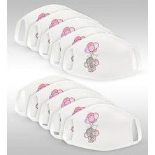BK 10 Adet Yıkanabilir Beyaz Çocuk Maske-9