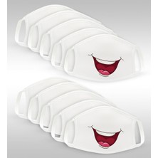 BK 10 Adet Yıkanabilir Beyaz Çocuk Maske-5