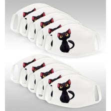 BK 10 Adet Yıkanabilir Beyaz Çocuk Maske-6