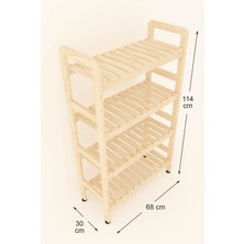 Minimal Wood Store 4 Raflı Ahşap Kitaplık 114X68X30