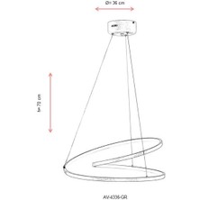 Avonnı AV-60332-GR Gri Boyalı Modern Avize LED Metal Pleksi 36CM