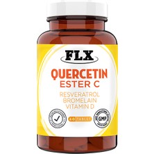 FLX Quercetin Complex Kuersetin Ester C Resveratrol Magnezyum Vitamin D Bromelain 60 Tablet