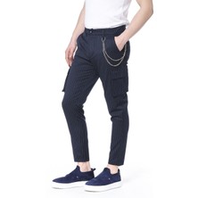 Cekmon Cizgili Zincir Detaylı Erkek Spor Pantolon