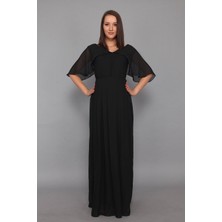 Moda Labio Babyshower Melek Kol Siyah Hamile Elbisesi