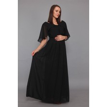 Moda Labio Babyshower Melek Kol Siyah Hamile Elbisesi