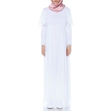 Moda Labio Babyshower Melek Kol Tesettür Beyaz Hamile Elbisesi