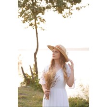 Moda Labio Babyshower Melek Kol Beyaz Hamile Elbisesi