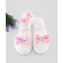 Azebu Fuşya Fiyonklu Lohusa Terlik Taç Seti