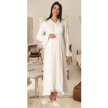 By Mecit Pijama Carpediem L.r. Ekru 1518 Sabahlıklı Lohusa Gecelik Takımı