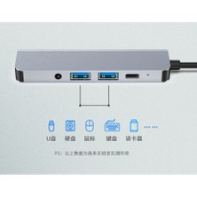 Wozlo USB Type-C To HDMI 4K Audio Ses USB-C / 2xUSB 3.0 Hub Otg Adaptör Çevirici Dönüştürücü Kablo 5 In 1