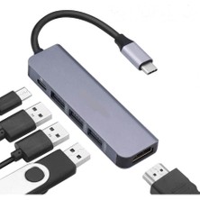 Wozlo USB Type C 3.1 To HDMI USB-C / 3x USB 3.0 Hub Çevirici Adaptör