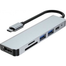 Wozlo 6 In 1 Type C To HDMI / 2 USB 3.0, USB-C PD, SD TF Çevirici Kablo