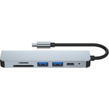 Wozlo 6 In 1 Type C To HDMI / 2 USB 3.0, USB-C PD, SD TF Çevirici Kablo