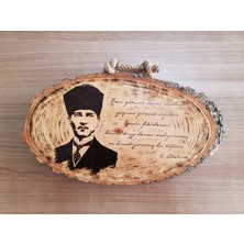 Umut Atölyesi Yayıncılık Doğal Ağaç Dilimi Atatürk Portre Ahşap Yakma Yatay