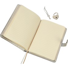 Victoria's Journals Hush Hush Kilitli Çizgili Defter Metalik Gümüş 13 x 18 cm