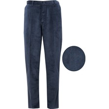 Varetta Erkek Lacivert Kışlık Kadife Ince Fitilli Içi Yünlü Yandan Cepli Klasik Kesim Pantolon