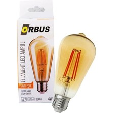 Orbus 4W ST64 Amber Sarı Işık Rustik LED Ampul 10'lu Paket