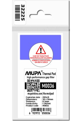 Mupa Termal Ped / Thermal Pad 0.5mm 1.3W/MK 30X50MM M0036