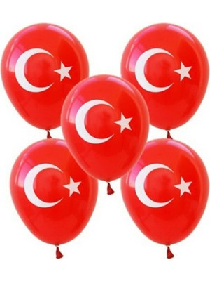 Bal10 Dünyası Ay Yıldız Türk Bayraklı Balon 20 Adet