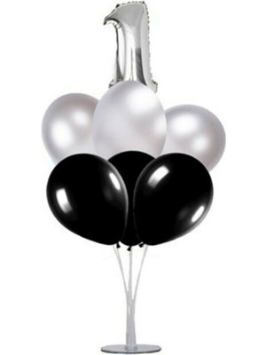 Bal10 Dünyası 7'li Balon  Standı + 7 Adet Metalik Balon    1 Yaş Folyo Balon