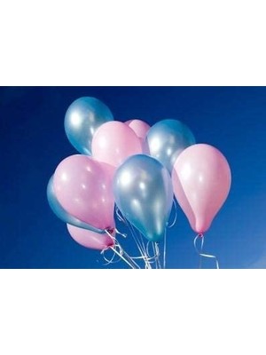 Bal10 Dünyası Metalik Mavi Pembe Balon 50 Adet
