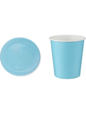 Bal10 Dünyası Mavi Doğum Günü Tabak Bardak Seti 8 Kişilik