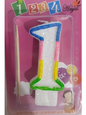 Bal10 Dünyası 1 Yaş Renkli Pasta Mumu