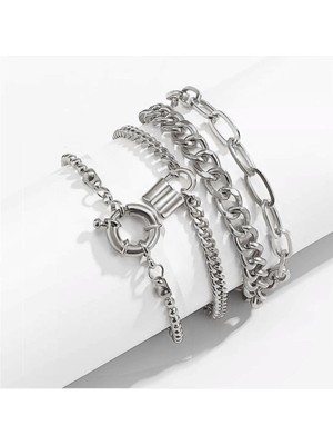 X-lady Accessories Boho Kalın Gümüş Renk Kombin Bileklik