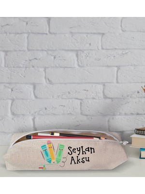 BK İsme Özel Keten Bez Kalemlik - 22