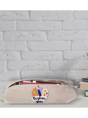 BK İsme Özel Keten Bez Kalemlik - 25