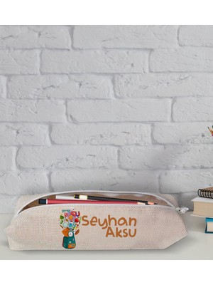 BK İsme Özel Keten Bez Kalemlik - 5