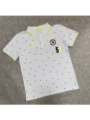 Nk Kids Erkek Çocuk Beyaz Polo Yaka Neon Deaylı Tshirt