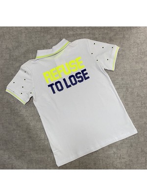 Nk Kids Erkek Çocuk Beyaz Polo Yaka Neon Deaylı Tshirt