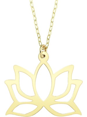 Altın Sepeti Altınsepeti Altın Minik Lotus Çiçeği Kolye