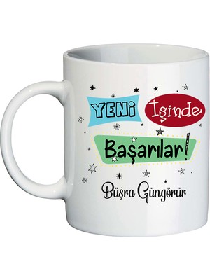 Biresimden Yeni Iş - Ofis Hediyesi Isim Baskılı Kupa Bardak