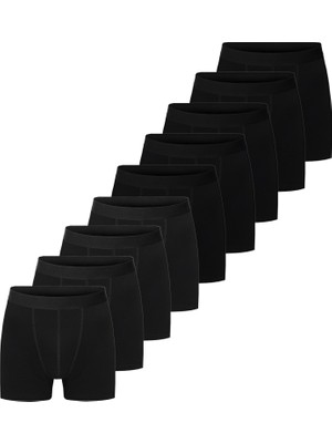Deean Siyah Erkek 9'lu Paket Pamuklu Boxer