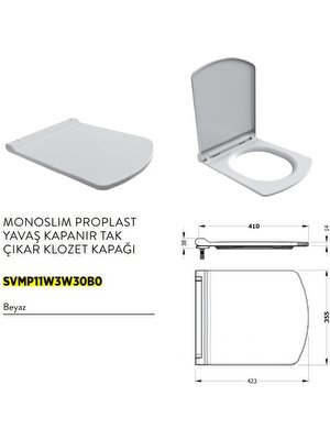 Bien Salvo Monoslim Proplast Yavaş Kapanan Tak-Çıkar Klozet Kapağı