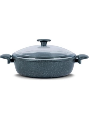 Thermoad 28x8 cm Alüminyum Döküm Granit Yanmaz Yapışmaz Karnıyarık Tenceresi
