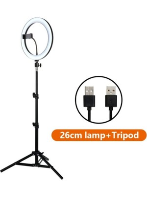 Renksan 26 cm LED Selfie Halka Işık – 3 Renk Seçeneği, Kademesiz Karartma, USB Bağlantı, Tüm Akıllı Telefonlarla Uyumlu