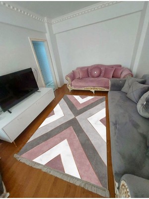 STY Home Veranda Halısı Kaymaz Tabanlı Yıkanabilir Halı Kilim Yolluk Gri