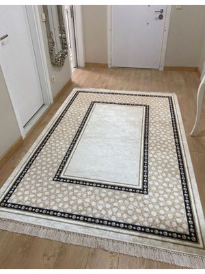 STY Home Saray Halısı Kaymaz Tabanlı Yıkanabilir Halı Kilim Yolluk Krem