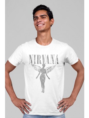 Rock&Roll Melek Nirvana Beyaz Kısa Kollu Erkek T-Shirt