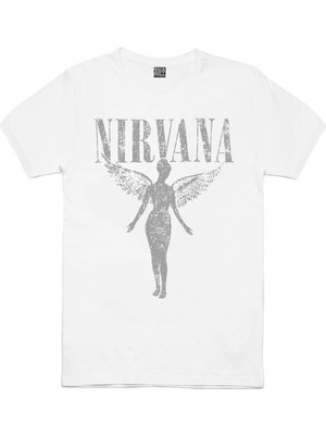 Rock&Roll Melek Nirvana Beyaz Kısa Kollu Erkek T-Shirt