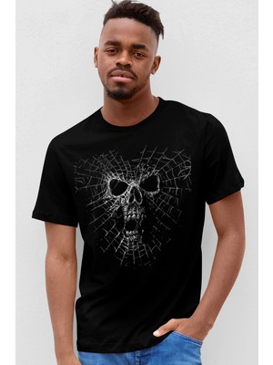 Rock&Roll Örümcek Kurukafa Siyah Kısa Kollu Erkek T-Shirt