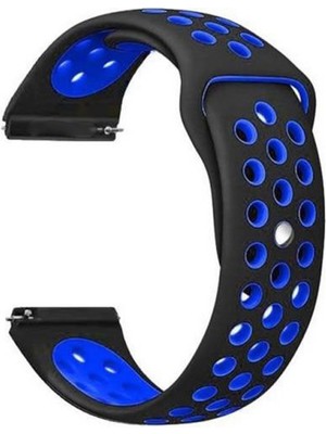 Smcase Google Ticwatch S2 Wear Os Kordon Delikli Çift Renk Silikon Mavi