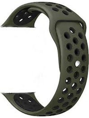 Smcase Google Ticwatch S2 Wear Os Kordon Delikli Çift Renk Silikon Koyu Yeşil